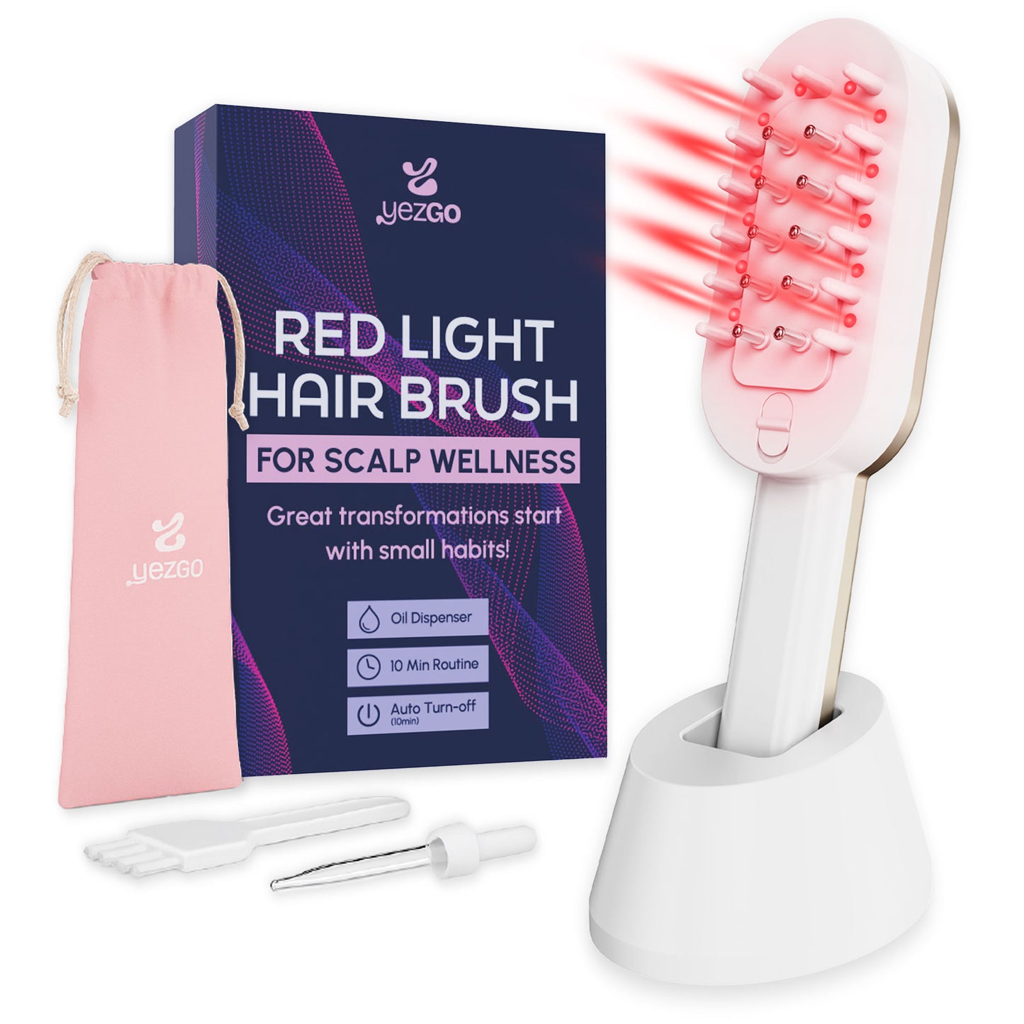 Red Light Hair Brush – Premium 3-in-1 Scalp Massager with Vibration & Oil Applicator