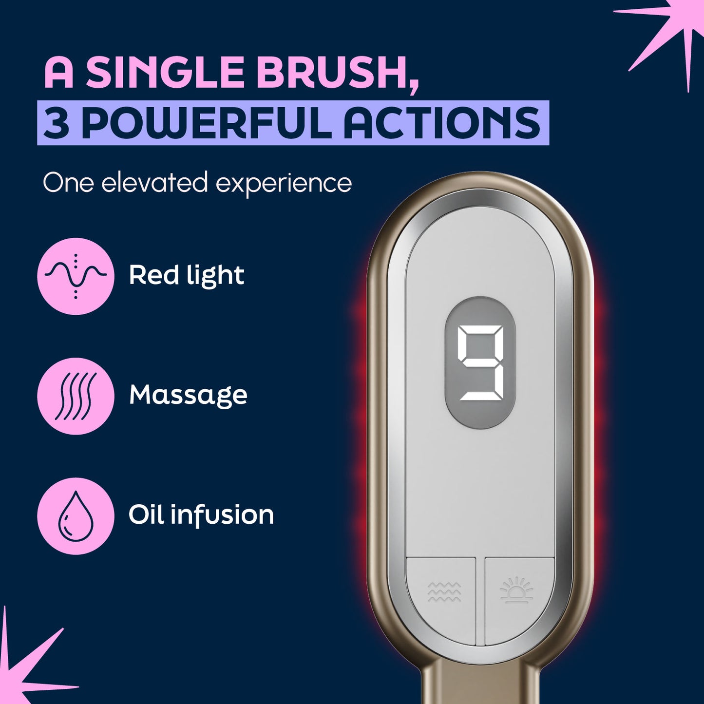 Red Light Hair Brush – Premium 3-in-1 Scalp Massager with Vibration & Oil Applicator