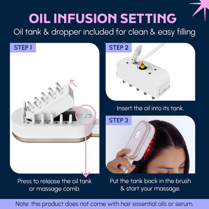 Red Light Hair Brush – Premium 3-in-1 Scalp Massager with Vibration & Oil Applicator