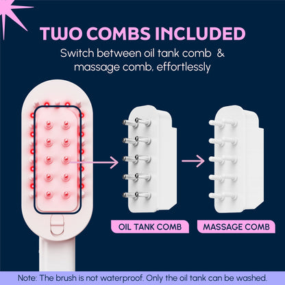 Red Light Hair Brush – Premium 3-in-1 Scalp Massager with Vibration & Oil Applicator